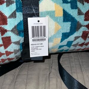 Pendleton Chief Joseph aqua jacquard towel for two/Beach Blanket 62” x 70”